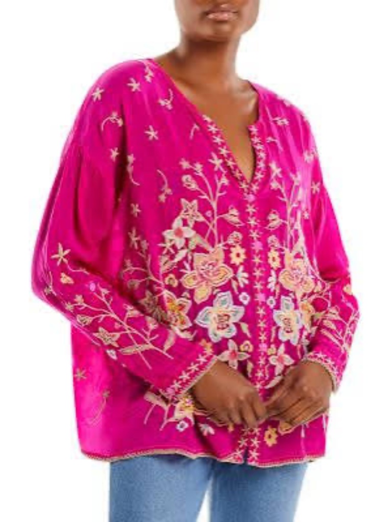 Nwt Johnny Was Plus Size Jenai Heavily And Embroidered Blouse